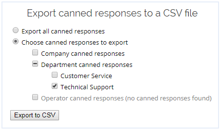 So exportieren Sie vordefinierte Antworten in eine CSV-Datei